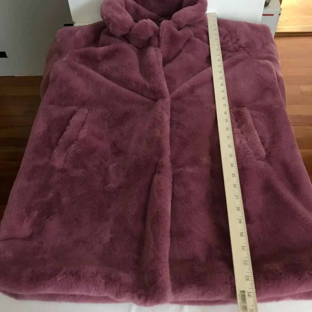 PRIMARK Faux Fur Pink Coat Oversized Teddy Jacket Women’s Size Medium - Picture 11 of 16